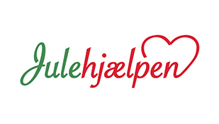 Julehjælpen grøn og rød logotekst med rødt hjerte
