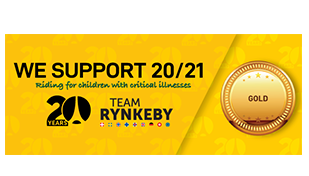 Team rynkeby gult banner med guld diplom Rynkeby