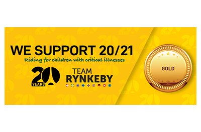 team-rTeam rynkeby gult banner med guld diplom Rynkeby