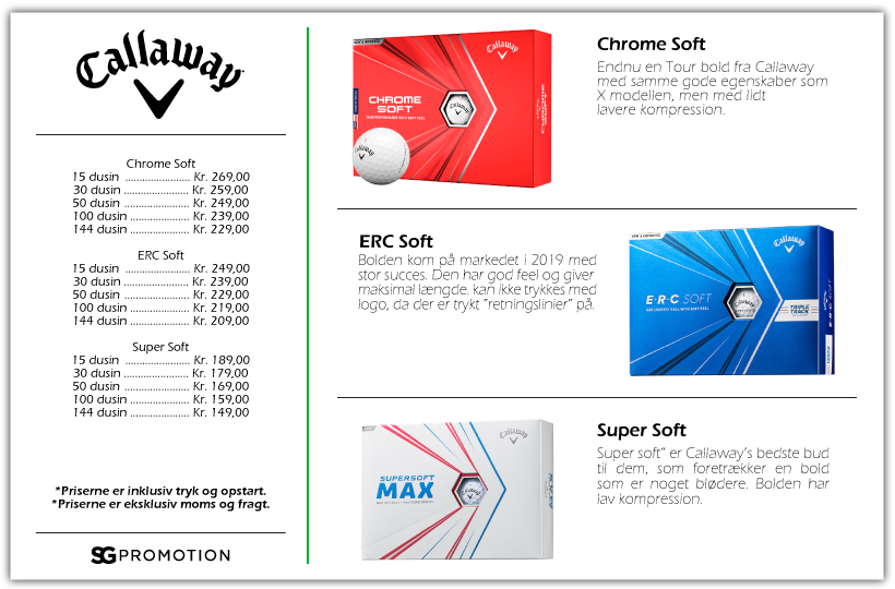 kampagne tilbud på golfbolde fra callaway chrome soft erc soft super soft